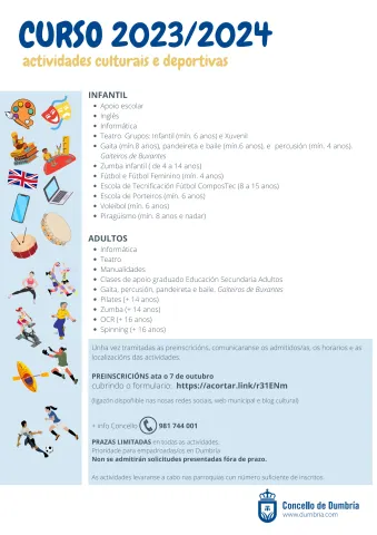 ACTIVIDADES CULTURAIS E DEPORTIVAS CURSO 2023/2024 ACTIVIDADES CULTURAIS E DEPORTIVAS CURSO 2023/2024
